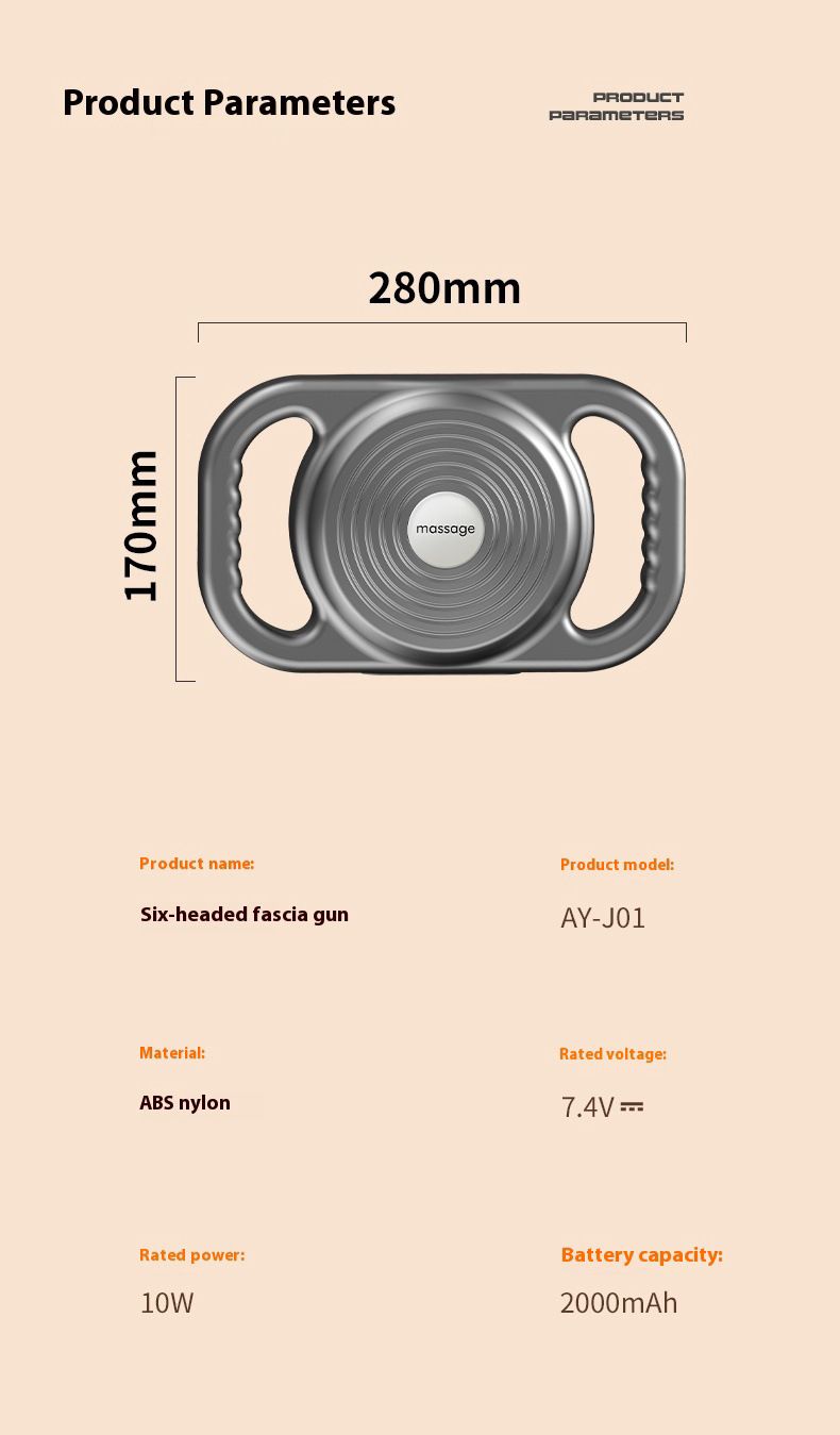 Rechargeable fascia gun Pro grade low back powerful vibration muscle relaxation massager six-head fascia gun_voghion.com