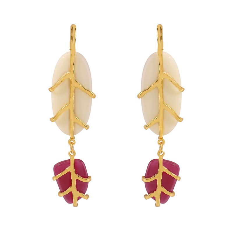 E12675ZA Azonos stílusú fülbevalók Divatos levélmintás gyanta temperamentumos sokoldalú női fülbevalók_voghion.com