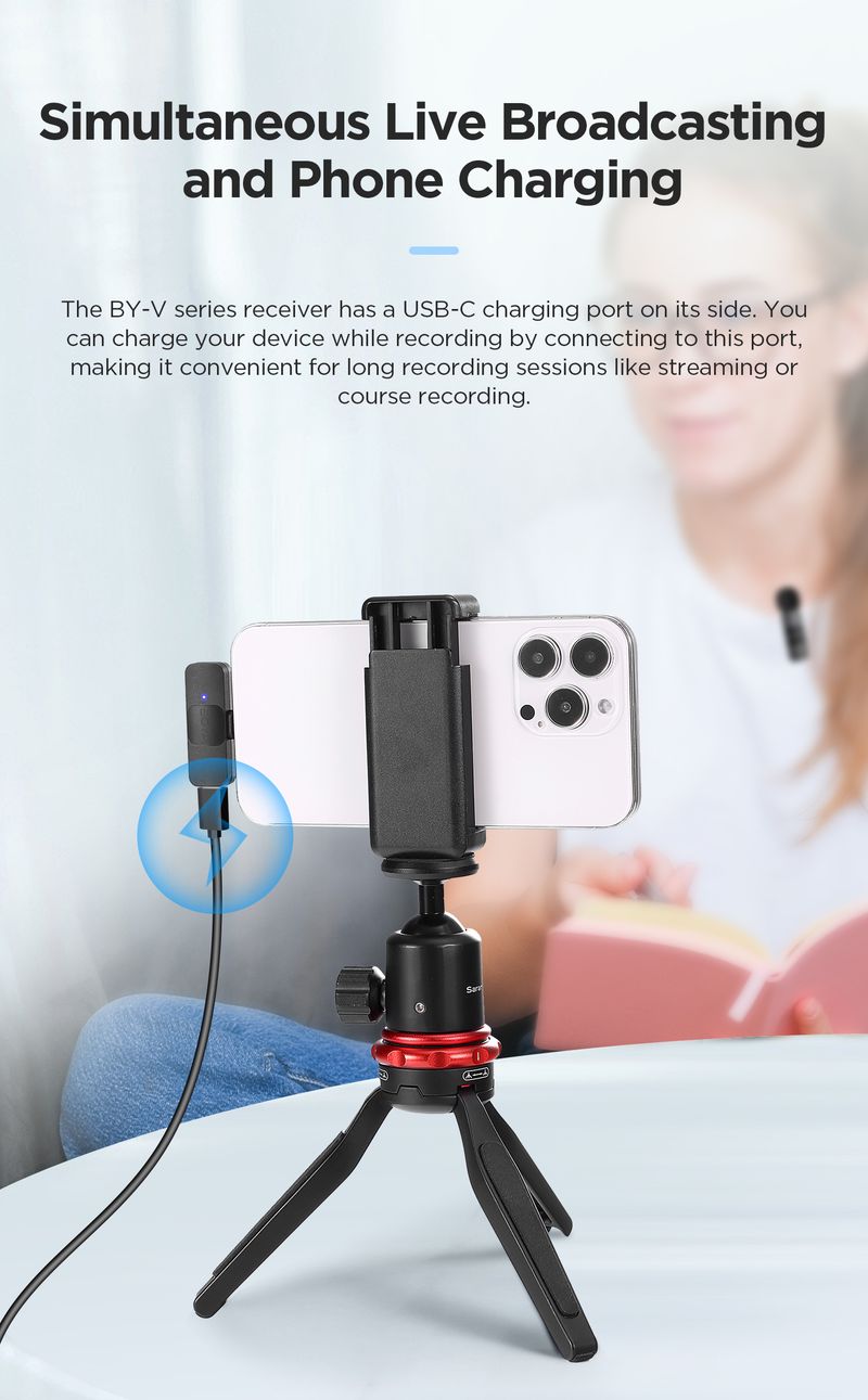 BOYA BY-V draadloze Lavalier reversmicrofoon voor iPhone Android SmartPhone PC Computer USB-C-apparaten Youtube-opname_voghion.com