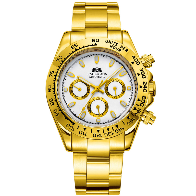 Orologio da uomo completamente automatico, meccanico, multifunzione, con cinturino in acciaio blu ghiaccio, luminoso e resistente. OROLOGIO AUTOMATICO_voghion.com