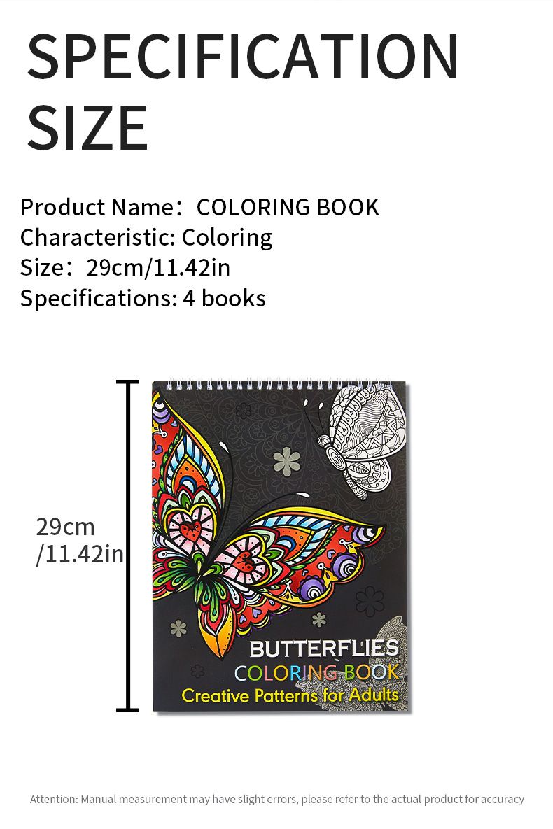 Libro da colorare per bambini, creativo, fai da te, farfalla, carta A4, libro da colorare per adulti, decompressione_voghion.com