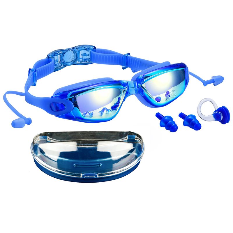Ochelari de înot pentru adulți, ochelari de înot galvanizați, impermeabili, anti-aburire și anti-ultraviolete, cu cadru mare, ochelari de înot, cu clips pentru nas, dopuri de urechi, cutie_voghion.com