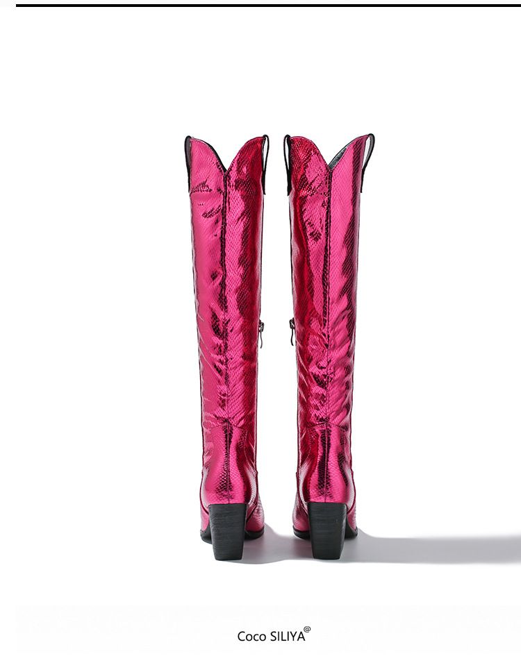 Women's Pointed Toe Over-The-Knee Boots - Chunky Block Heel & Slim Fit Design (Fall/Winter Collection)_voghion.com