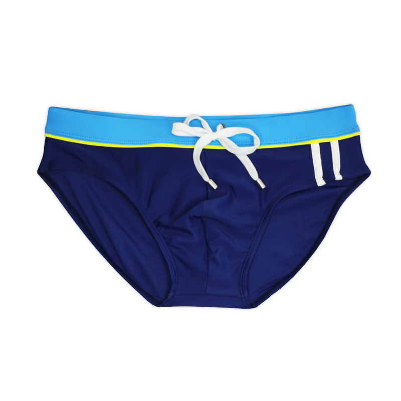 UXH Men's New Sexy Side Stripe Sports Fashion Triangle Swim Trunks Solid Color Close-fitting Nylon Fitness Swimming_voghion.com