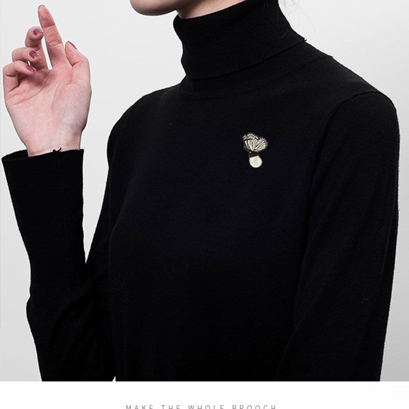 Butterfly Brooch Femininity Pearl Corsage Versatile Black And White Cardigan Bag Pin Clothing Accessories Anti-light Collar Pin_voghion.com