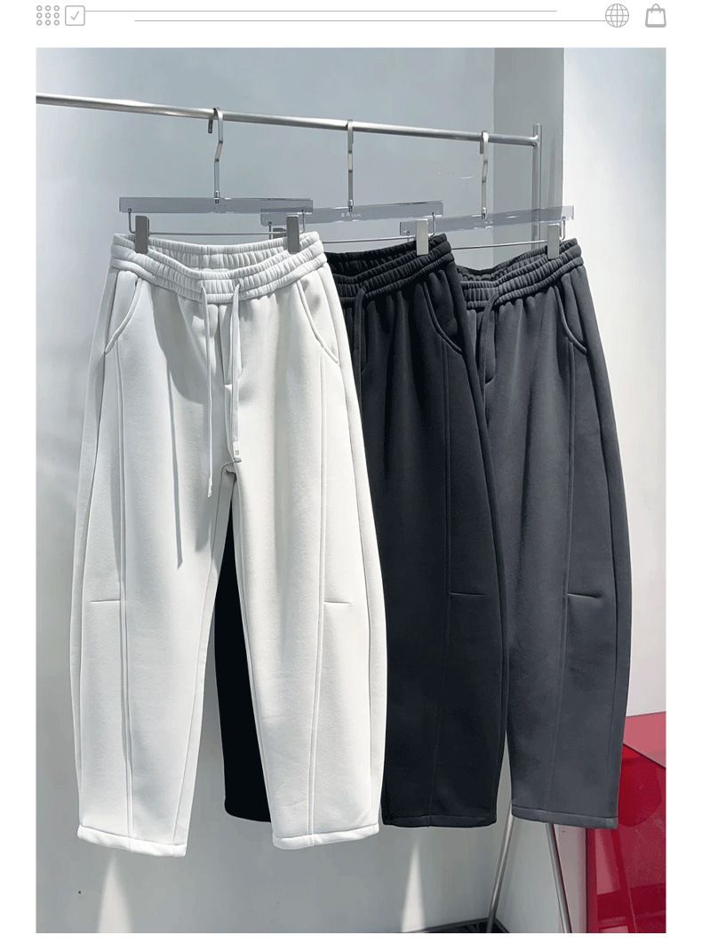 Men's Clothing Loose Casual Pants Men's Winter Plus Velvet Thickened Three Dimensional Cutting Sanded Couple Style Machete Casual Sweatpants_voghion.com