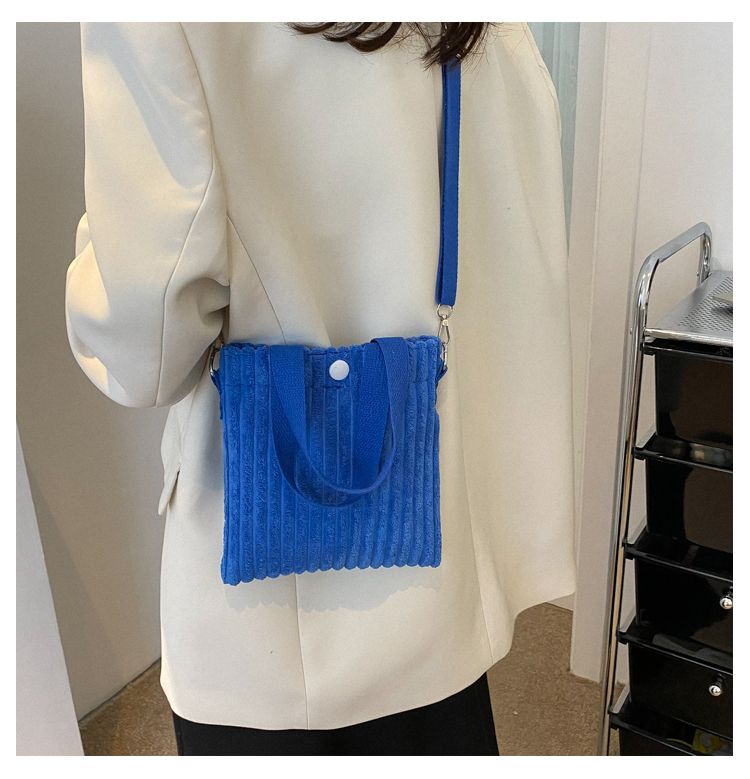 Mini Tote Donna Velluto a coste con cerniera Primavera Estate Nuova moda Borsa a tracolla singola Borsa a tracolla piccola_voghion.com