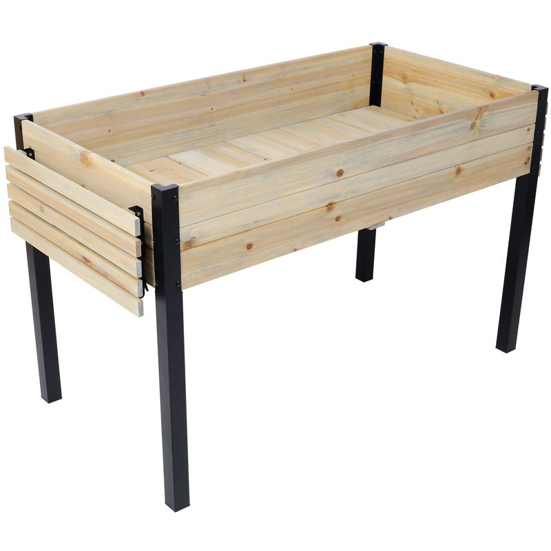 Raised Garden Bed, Metal Leg Wood Planter Boxes With Folding Storage Shelf,Elevated Planter Box For Growing Fresh Herbs, Vegetables, Flowers Great For Outdoor Patio, Deck, Balcony_voghion.com