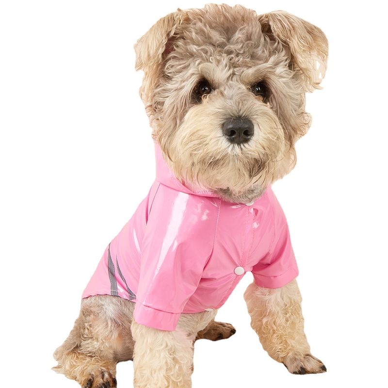 Dog Raincoat PU With Reflective Strips Hooded Outdoor Teddy Bichon Pet Hot Sale_voghion.com
