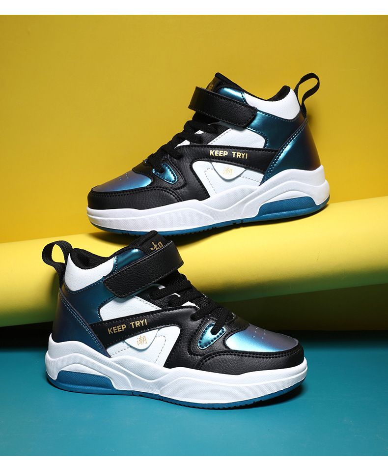 Neue Kinderschuhe High Top Kinderschuhe mit weicher Sohle Sportschuhe Herbst Klettlaufschuhe Kinder-Basketballschuhe Cross Border_voghion.com