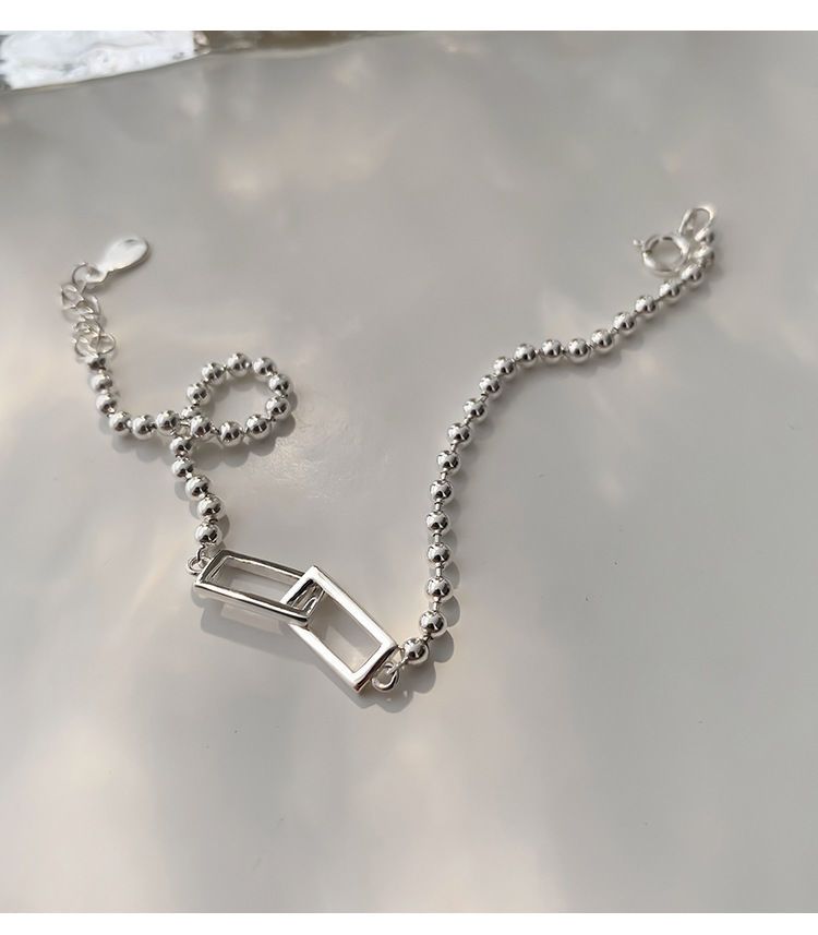 Geometric Square Round Bead Sterling Silver For Women 2022 New Ins Niche Design Best Friend Bracelet Simple Personality_voghion.com