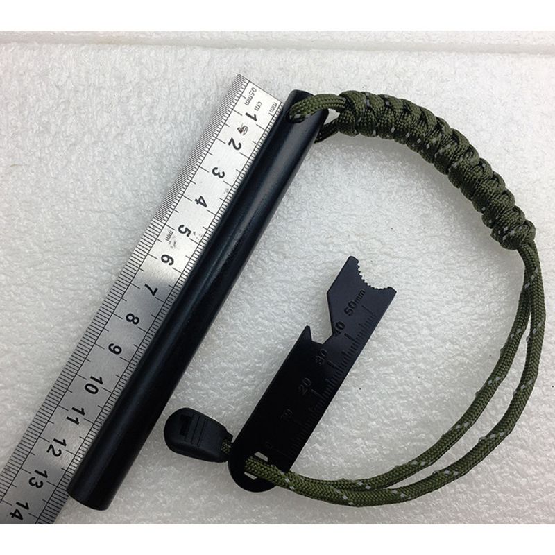 12.7*127mm Outdoor Flint Magnesium Rod Fire Starter Survival Scraper With 7 Heart Paracord Or Reflective Cord_voghion.com
