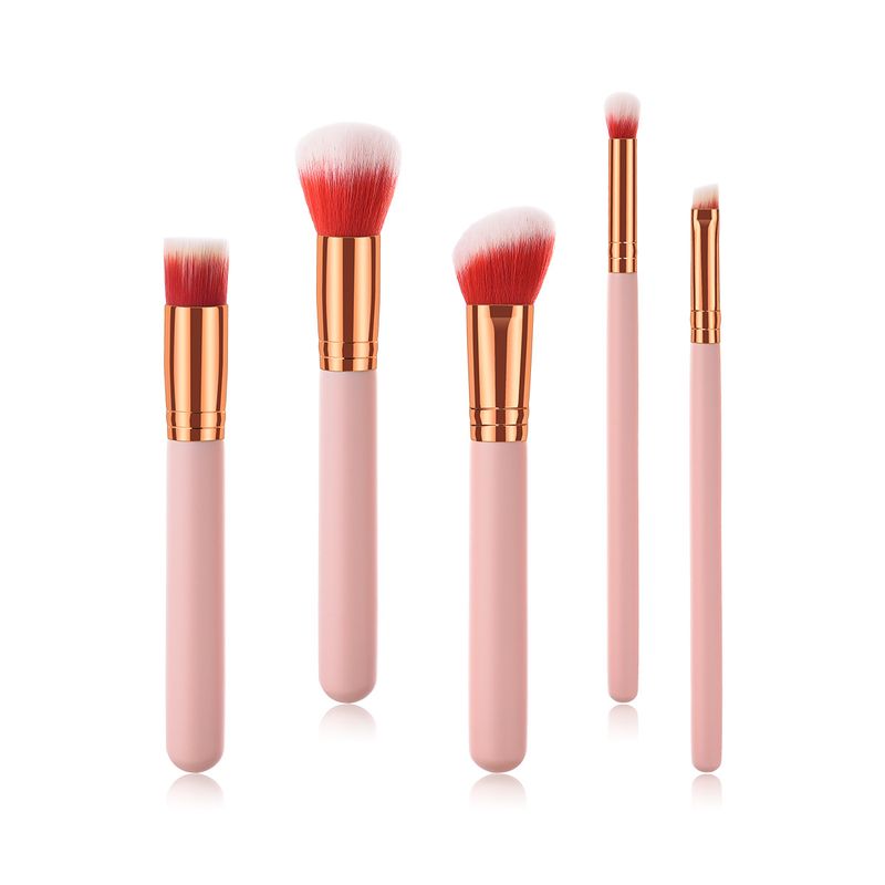 Pennelli per trucco da 5 pezzi, strumenti di bellezza, manico in legno Yuncai, tubo per la bocca, capelli in nylon GUJHUI_voghion.com