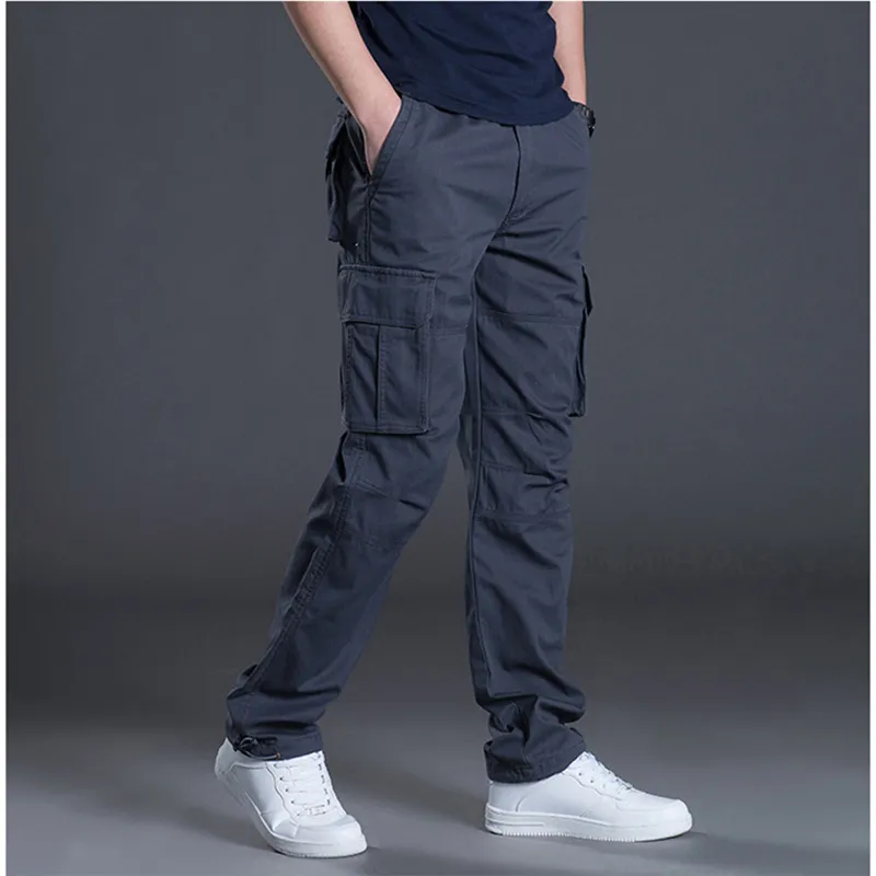 Lente Herfst Cargo Casual Heren Baggy Normale Katoenen Broek Mannelijke Combat Tactische Broek Multi Zakken_voghion.com