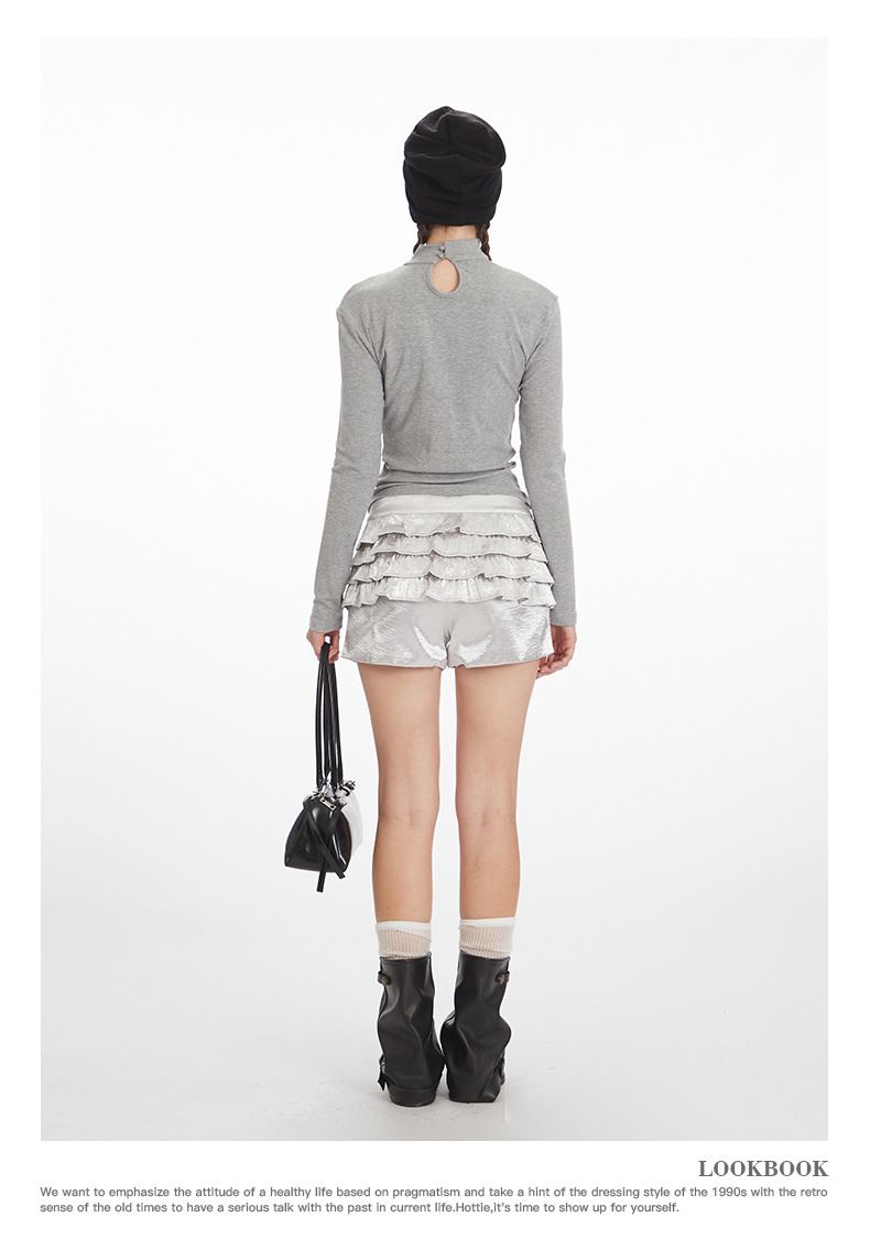 Abbigliamento da donna Top a maniche lunghe con scollo a cappuccio da donna - Maglietta basic elasticizzata aderente Tendenze moda più vendute_voghion.com