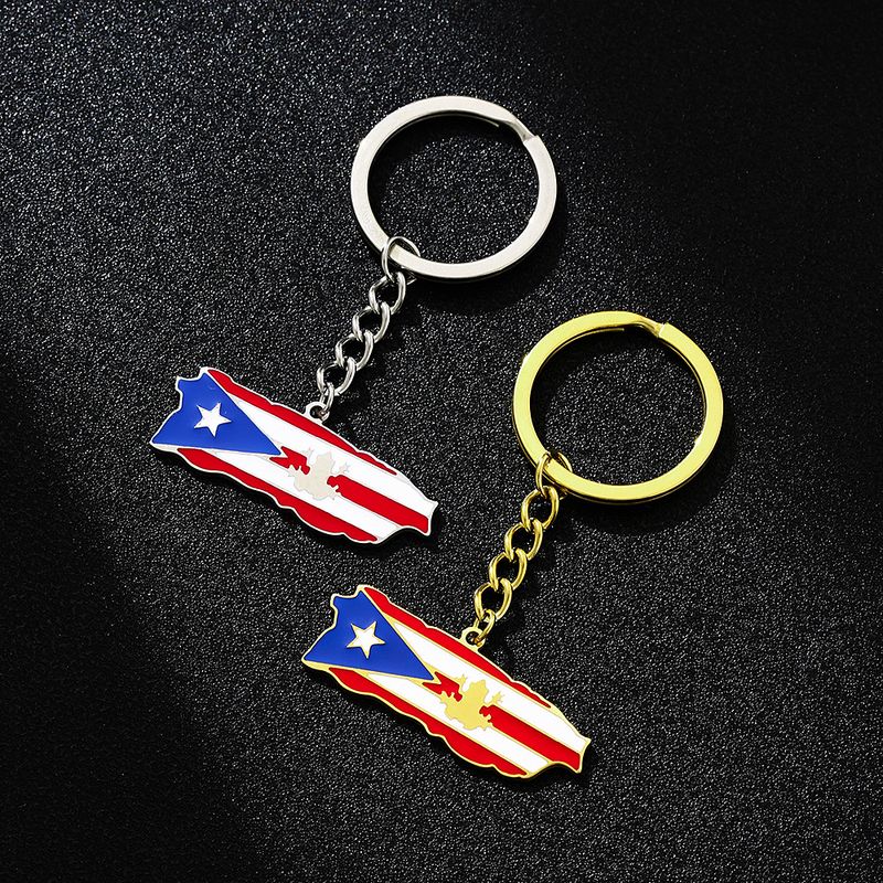 Portachiavi con bandiera e mappa di Porto Rico – Accessorio decorativo retrò in acciaio al titanio in stile etnico per uomini e donne_voghion.com