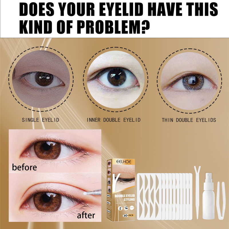 EELHOE double eyelid beauty patch lace mesh invisible adhesive free breathable super stick long-lasting clip s_voghion.com