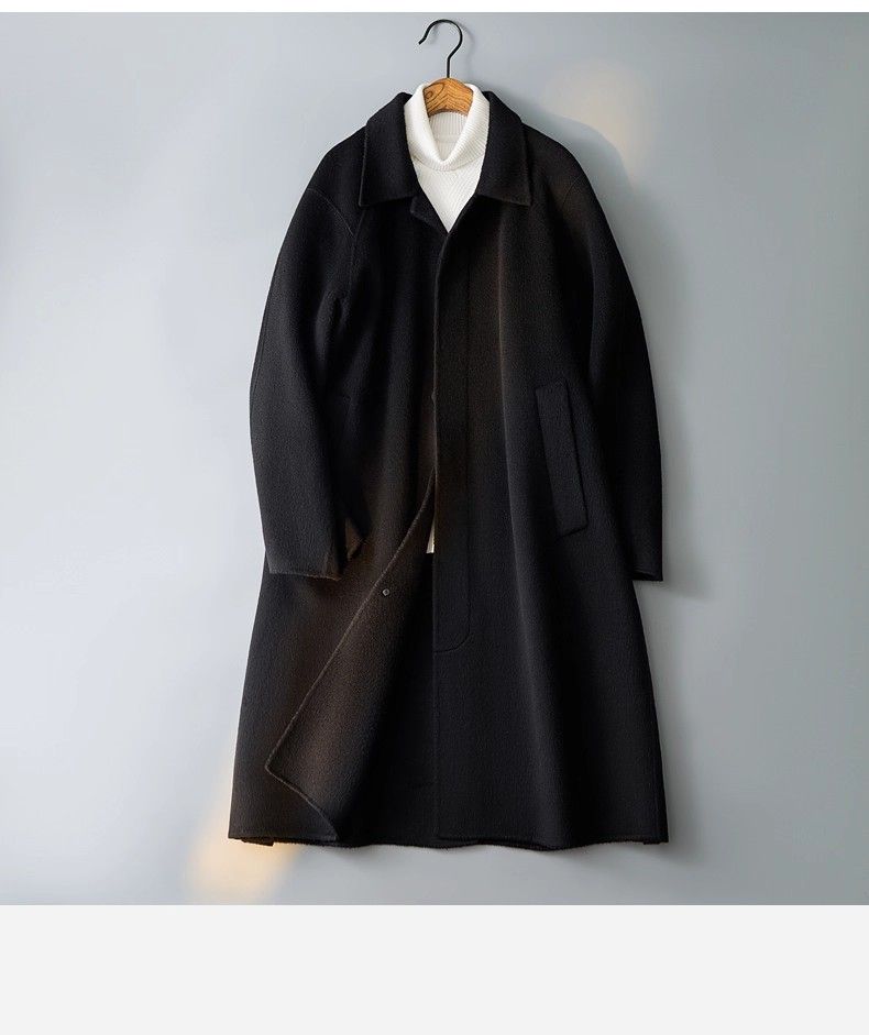 Double-Sided Wool Coat For Men, Mid-Length, 2025 New Autumn High-End Korean Style Simple Trench Coat, Men's Fashion_voghion.com