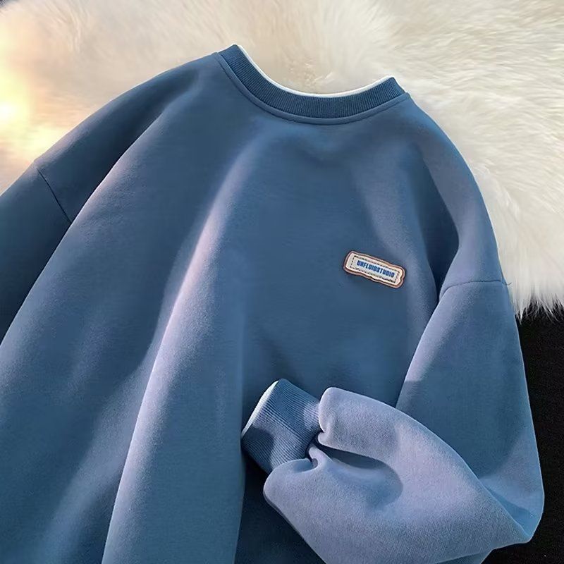 Felpa con cappuccio in pile per autunno e inverno per nuovi studenti, per ragazzi e ragazze, senza cappelli, pullover girocollo fresco e ampio per adolescenti_voghion.com