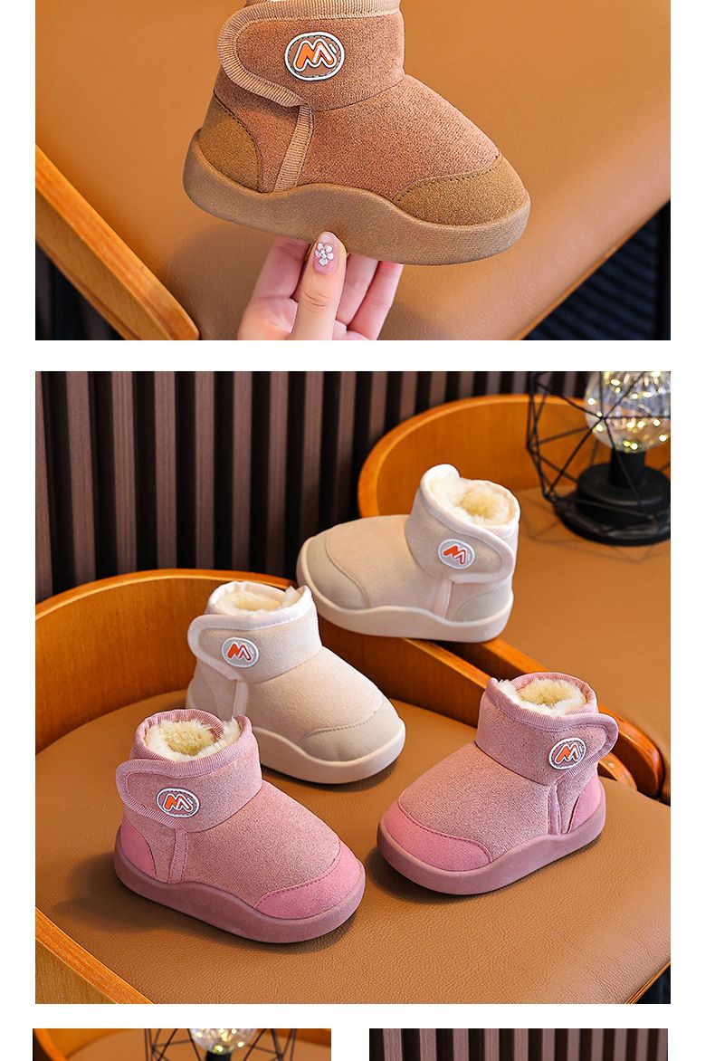 Stivali da neve invernali per bambine – Stivaletti in pelle scamosciata con fodera in peluche e suola antiscivolo in TPR (rosa/kaki/beige, taglie 22-32, leggeri e caldi)_voghion.com