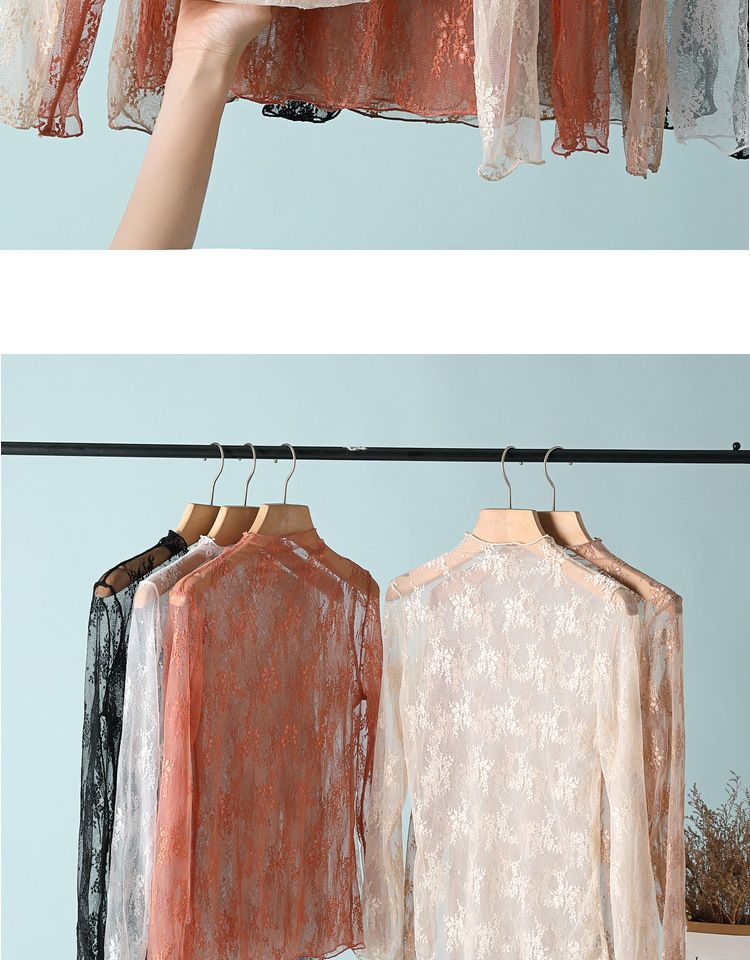 Women's Clothing New High End Lace Bottoming Shirt For Women In Spring And Autumn Tight Long Sleeved Mesh Tops Sexy Inner Shirt_voghion.com