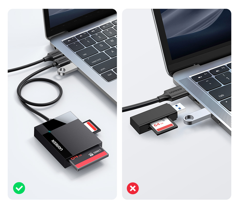 UGREEN Card Reader 4-in-1 USB3.0/USB-C SD Micro SD TF CF MS Compact Flash Card Adapter For Laptop PC Multi OTG Smart Card Reader_voghion.com