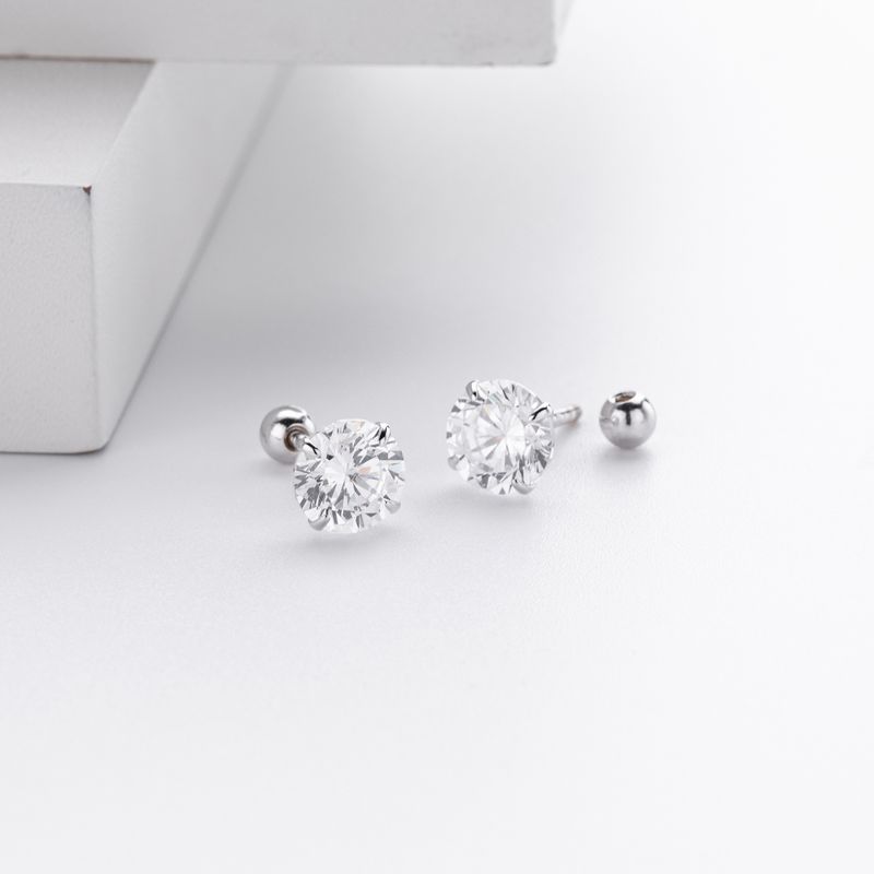 Gioielli da donna in argento sterling S925 con quattro griffe e orecchini a vite con zirconi, gioielli classici versatili, alla moda e semplici da donna_voghion.com