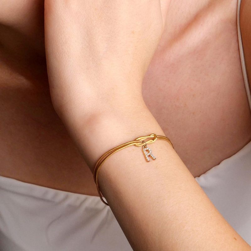 Zircon 26 Letter Bracelet Fashion Concentric Knot Round Snake Bone Bracelet Couple Friendship Hand Jewelry_voghion.com