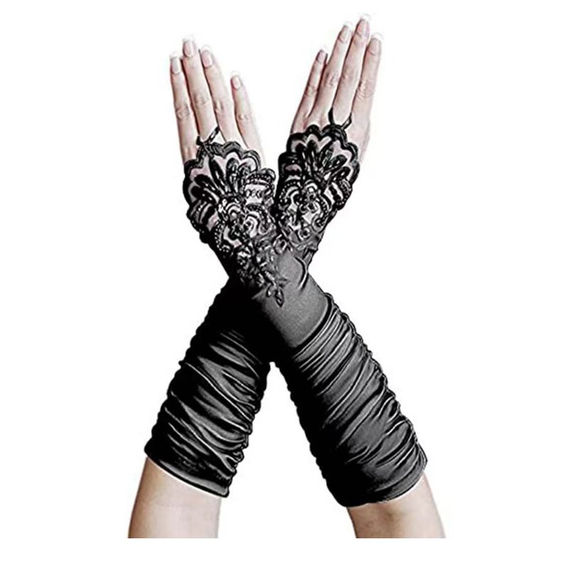 Maskenball der 1920er Jahre, Damen, Gatsby, Schwarz, Rot, Weiß, Handschuhe, Hochzeitskleid, Kopfbedeckung, passend_voghion.com