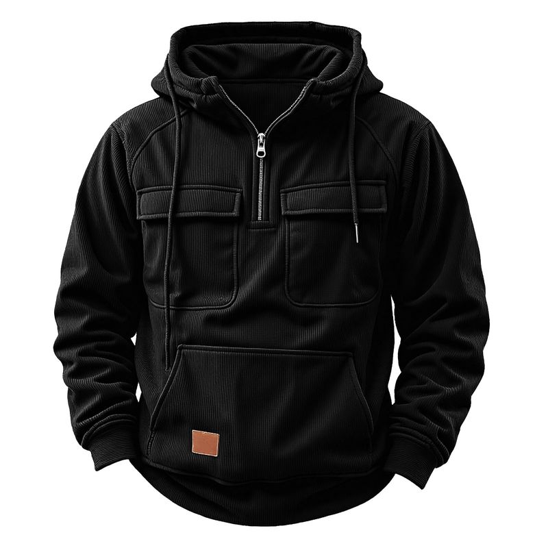 Giacca casual da uomo 2025 con cappuccio e cerniera per autunno e inverno_voghion.com