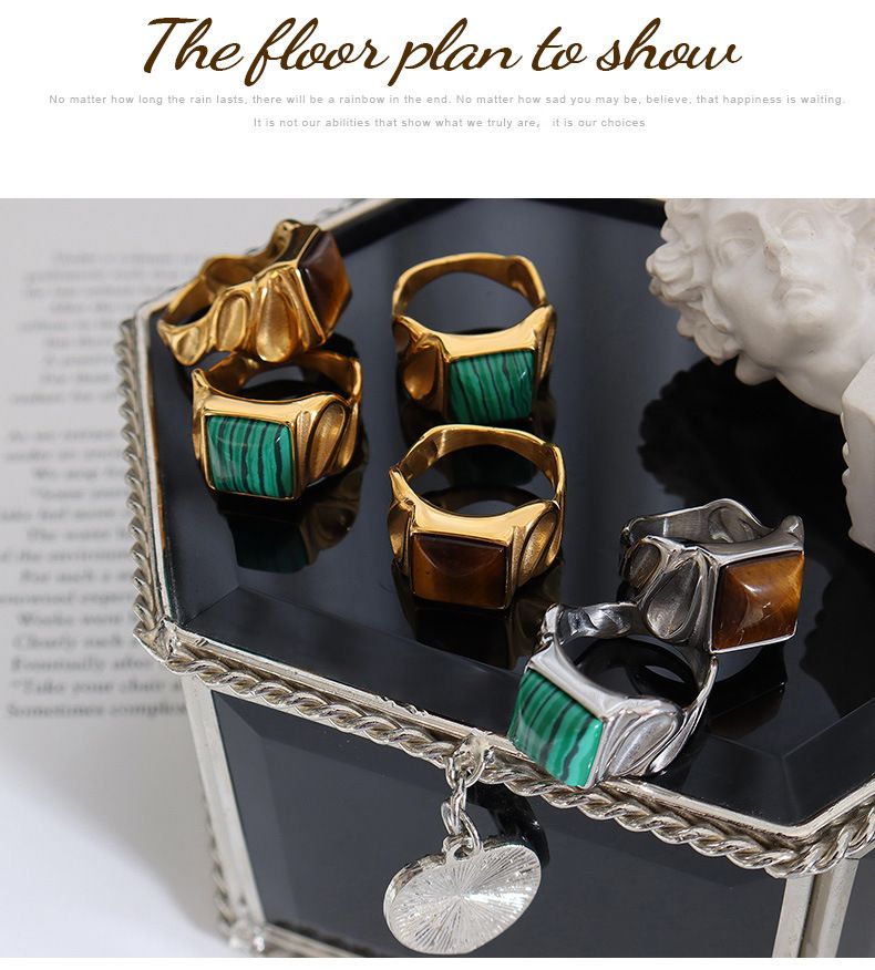 Damenschmuck Sanftes Temperament Eingelegter natürlicher Tigerauge-Steinring Beliebter Handschmuck_voghion.com