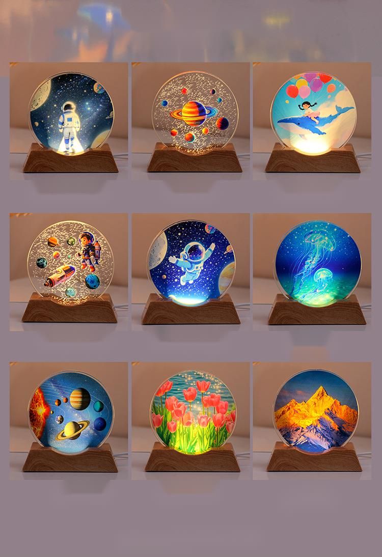 Lampada da tavolo con luce notturna luminosa a disco di cristallo, regalo creativo, decorazione da scrivania_voghion.com