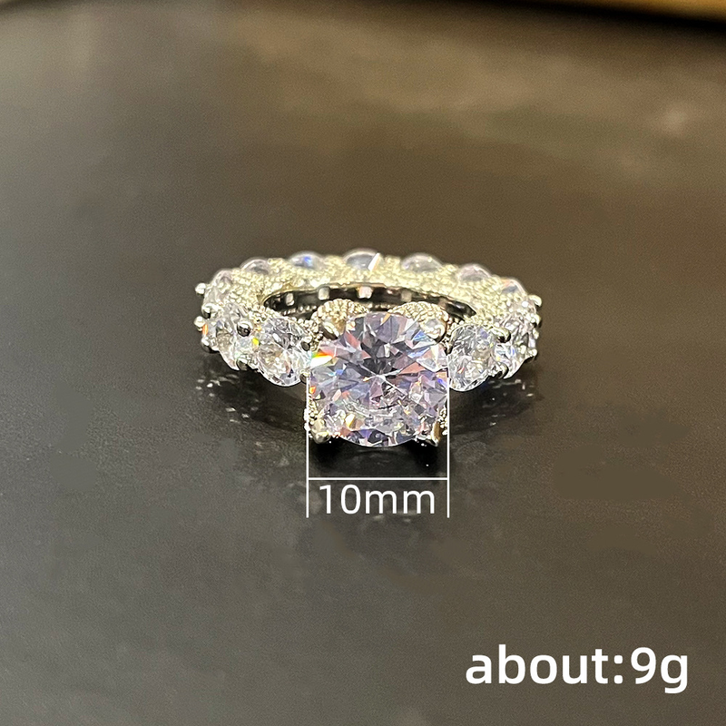 Cao Shi Junior High Grade Simple Women's Flower Language Wedding Copper Set Zircon Ring Jewelry_voghion.com