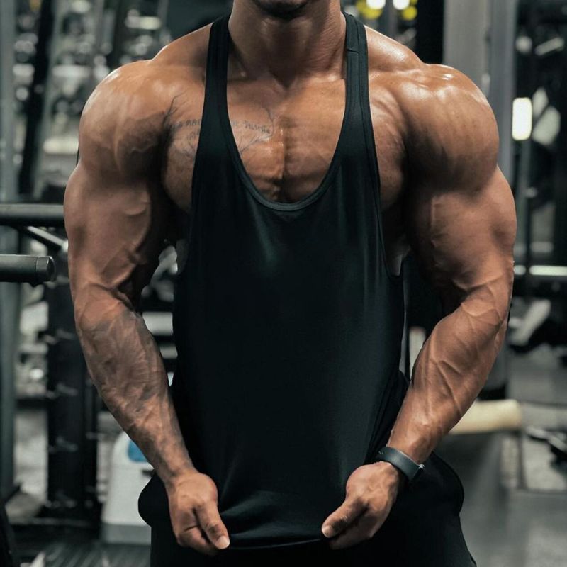 Men's Summer Sports, Leisure, Fitness, Running, Cotton with Thin Ribbon Solid Color Tank Top for Men_voghion.com