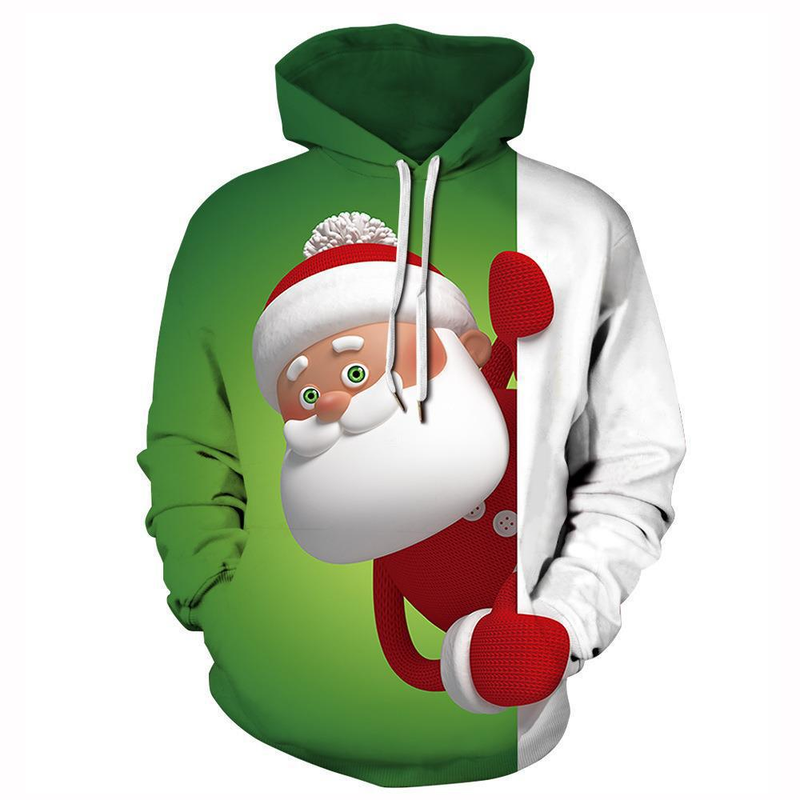 2023 Felpa con cappuccio per coppia di Natale europea e americana nuova Felpa con cappuccio cosplay di Babbo Natale con stampa digitale 3D_voghion.com