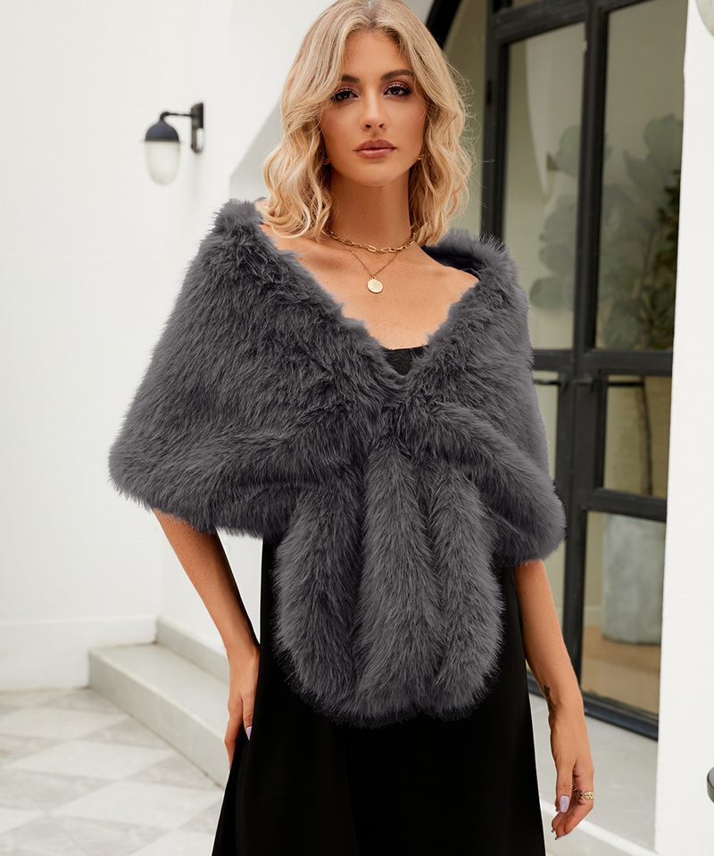 Vêtements pour femmes automne et hiver nouveau style imitation fourrure de renard grand châle écharpe multicolore écharpe robe de mariée châle_voghion.com