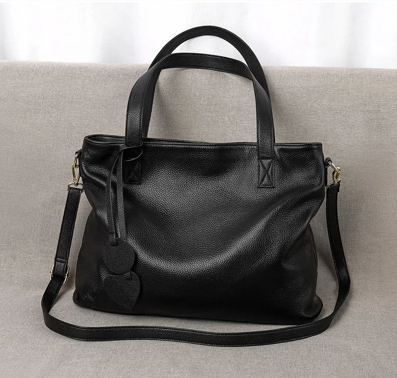 Leather Tote Bag, Women's Bag, Large Capacity Bag, Women's Head Layer Cowhide Armpit Bag, Single Shoulder Diagonal Cross Bag, Soft And Luxurious_voghion.com