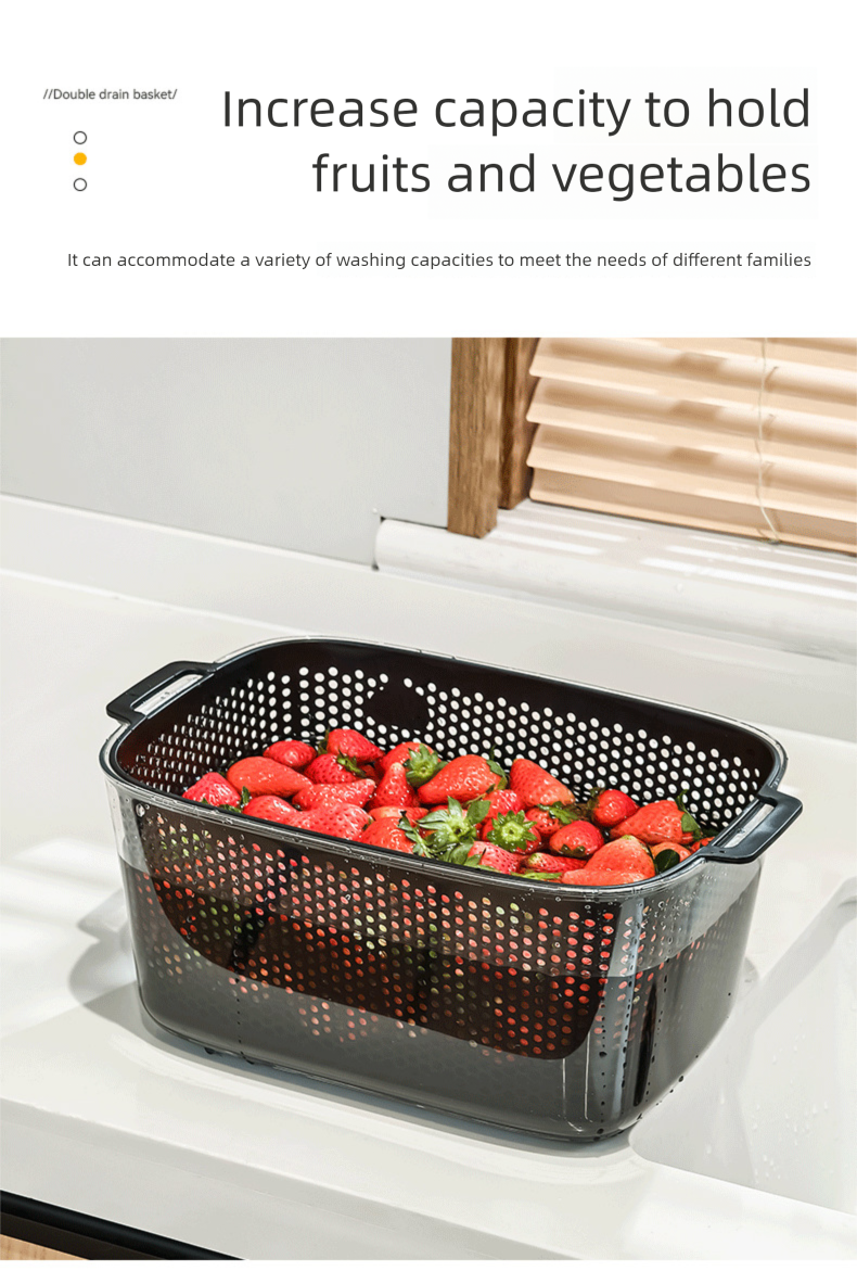 Kitchen Plastic Double Layer Rice Washing Basin Draining Household Living Room Coffee Table Internet Celebrity High-End_voghion.com