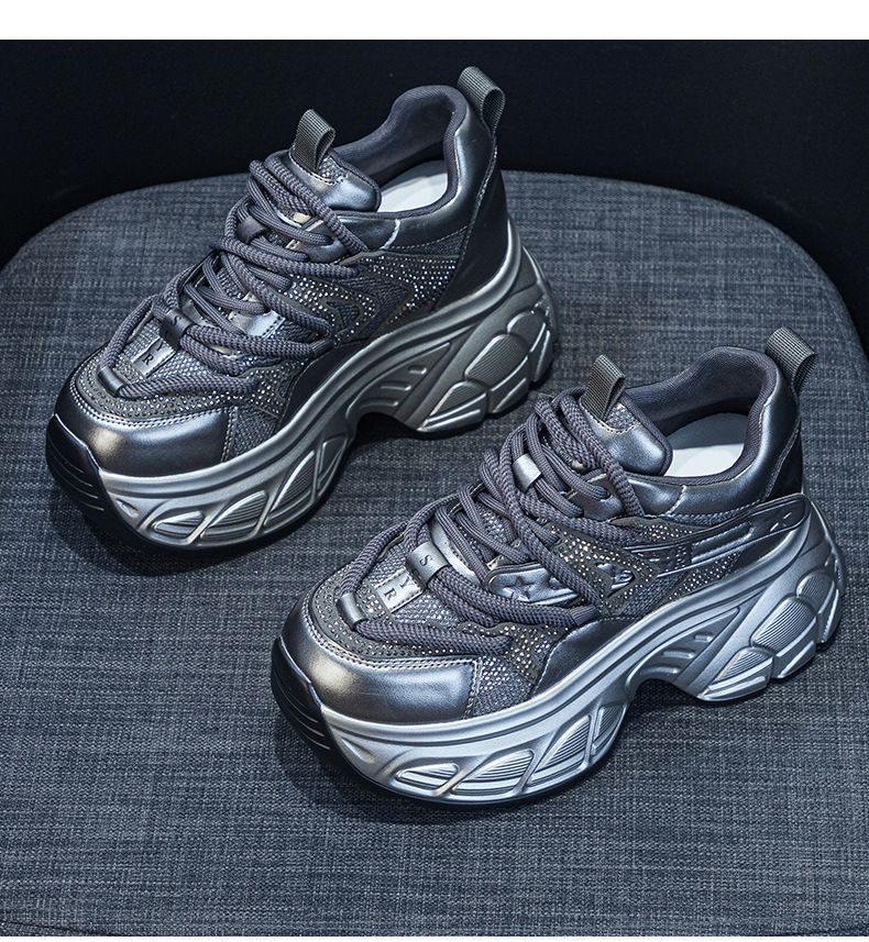 thick-soled Dad Shoes Women's Casual Versatile Fabric 9cm Height-increasing Women's Shoes_voghion.com