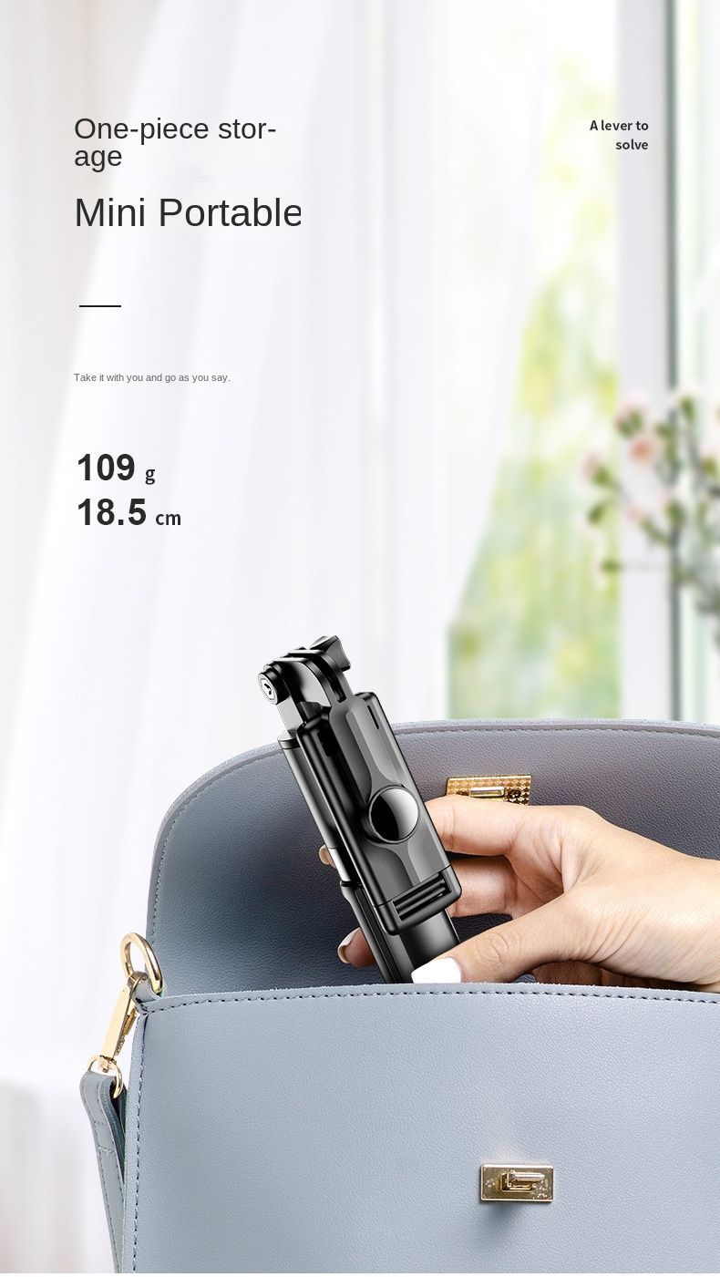 360 Grad rotéierbar Handheld Anti-Shake mat Bluetooth Selfie Stick an Stativ fir Live Iwwerdroung_voghion.com