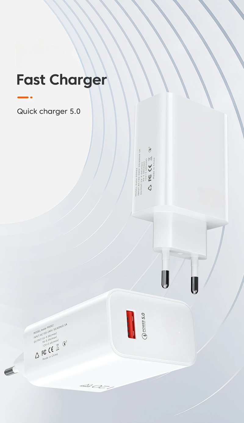 Fast Charging Q3.0 USB Type C Cable Mobile Phone Charger For IPhone Huawei Samsung Xiaomi Chhugtsharj_voghion.com