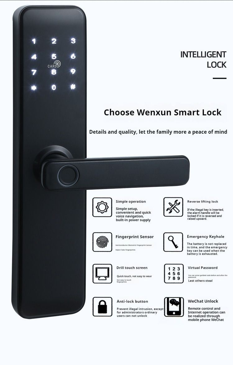 Appartement Hotel Kaart Slot App Afstandsbediening Intelligente Vingerafdruk Slot Houten Deur Bluetooth TTlock Vingerafdruk Slot_voghion.com