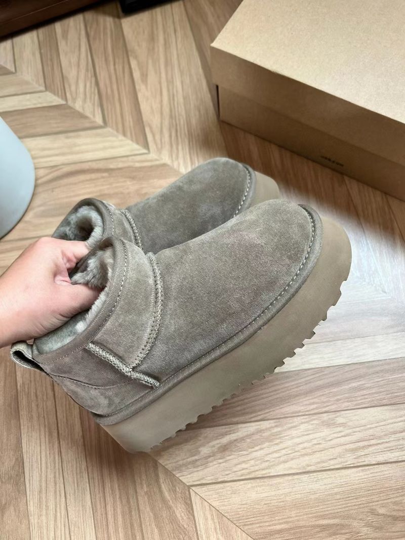 2024 Upgraded New Thick-Soled High-Soled Zhou* Rain Same Style Longfeng Wool Low-Cut Straight Snow Boots_voghion.com