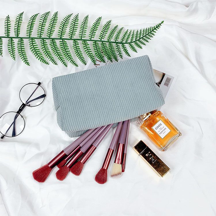 Makeup Tools & Accessories New Corduroy Cosmetic Bag Portable Large Capacity Toiletry Bag High Value Solid Color Soft Travel Storage Bag_voghion.com