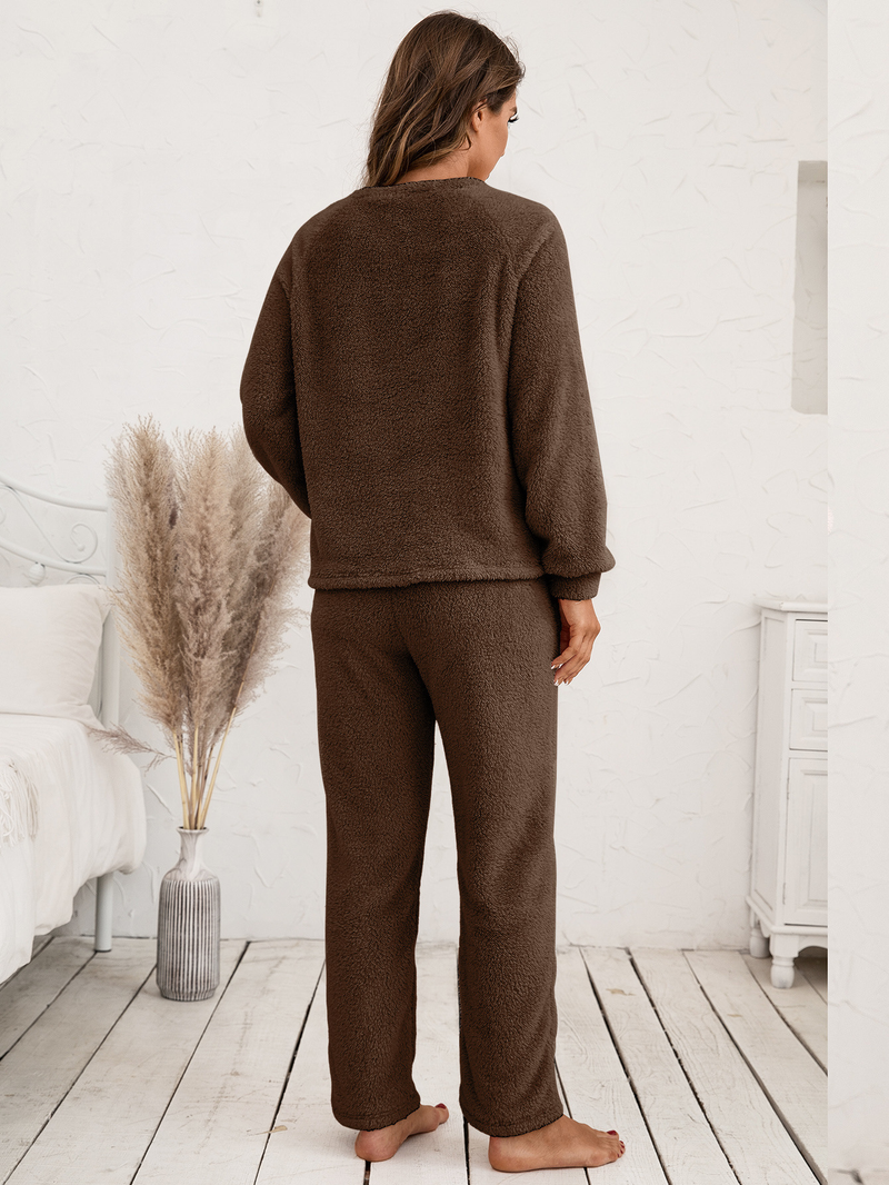 Women's solid color plus size thick winter clothing warm hooded pajamas outside the home wear_voghion.com