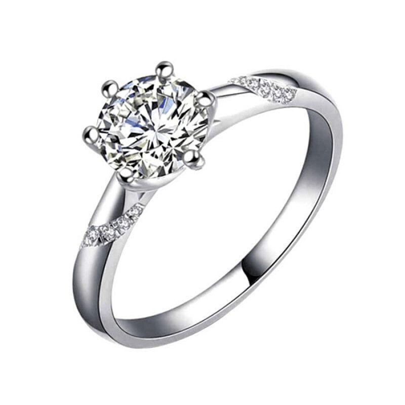 Live For Women Moissanit Klassischer sechszackiger 1-Karat-Prinzessin-Schliff-Ring für Damen, verstellbar_voghion.com