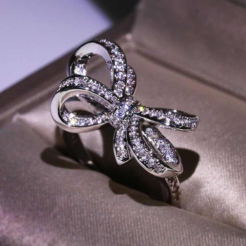 Bague nœud papillon simulé en carats, bijou de fiançailles luxueux pour une personnalité mondaine_voghion.com