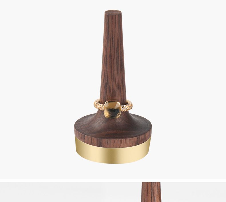 Espositore per anelli in legno di noce nero e ottone, porta anelli in legno massello, stile minimalista moderno_voghion.com