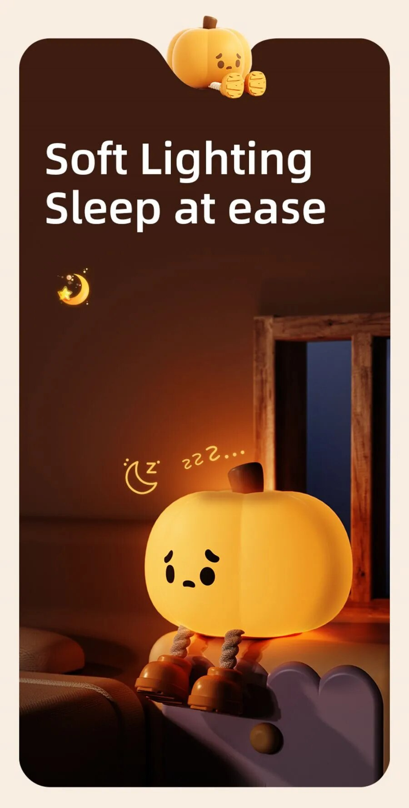 Luces nocturnas de calabaza para Halloween, lámpara segura de silicona suave, decoraciones con temporizador, decoración de cabecera regulable, regalos de Halloween para bebés y niños_voghion.com