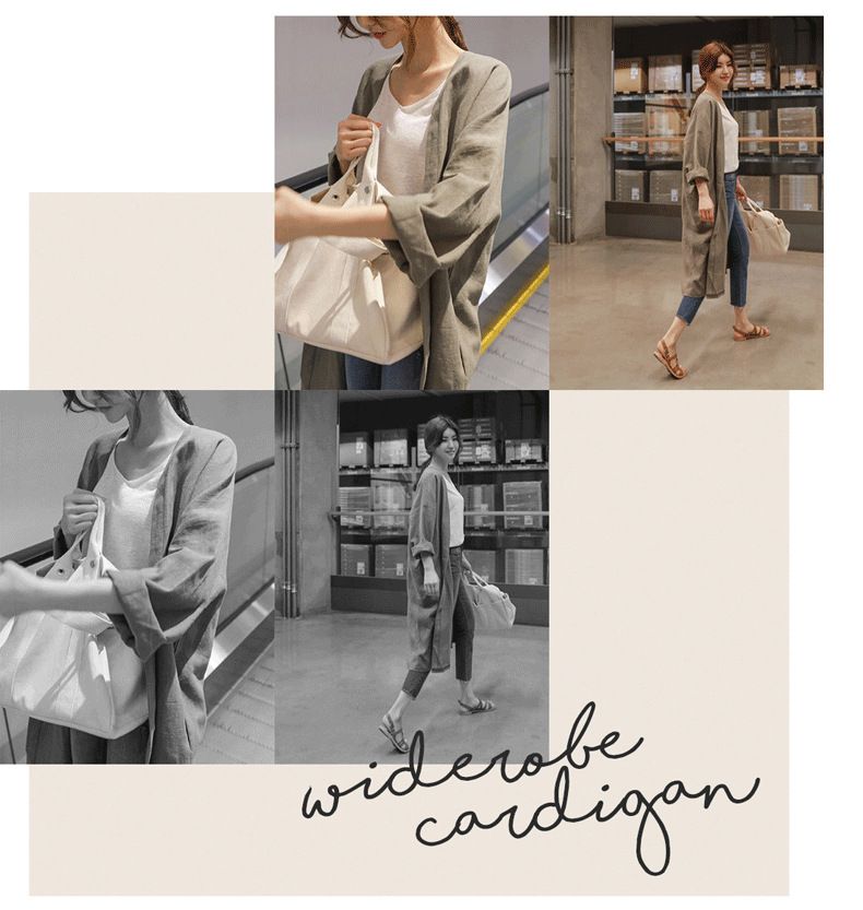 8852025 Printemps Nouveau Lâche Grand Coton Et Cardigan Moyen À Lin Manches Longues Manteau Tendance_voghion.com